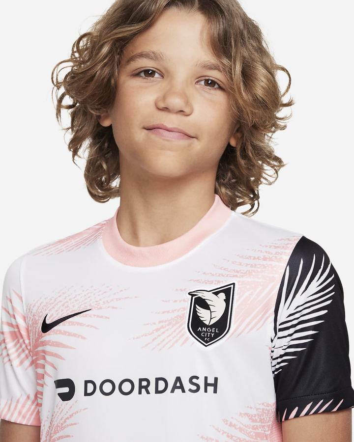 Nike Angel City FC 2022/23 Stadium Away Kids Dri-FIT Soccer Za Djevojčice Dres Bijele Koraljne Tamno Sive Crne | HR-58360IVEA