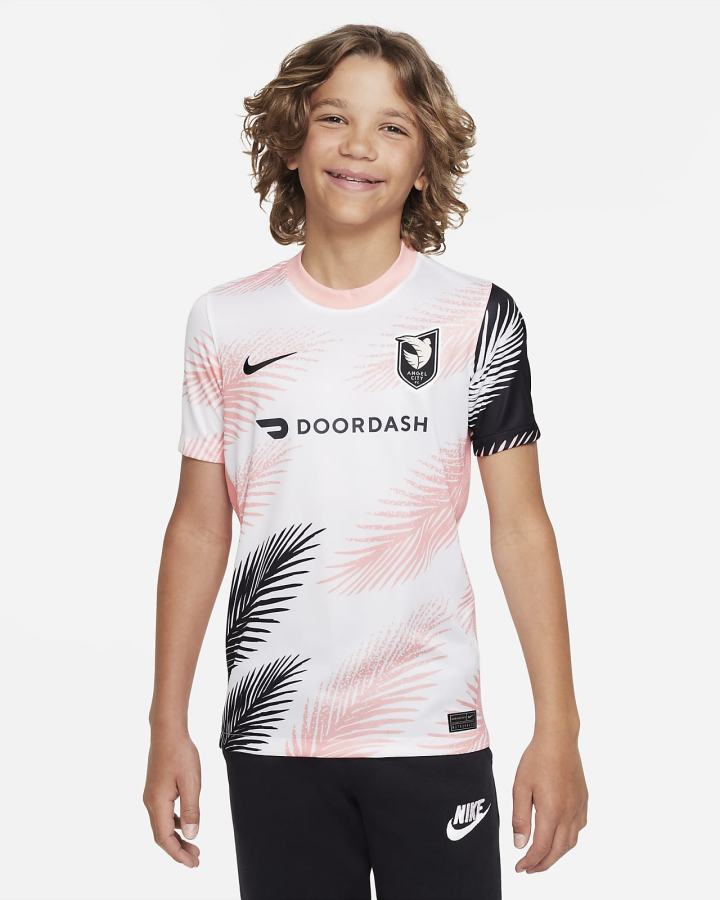 Nike Angel City FC 2022/23 Stadium Away Kids Dri-FIT Soccer Za Dječake Dres Bijele Koraljne Tamno Sive Crne | HR-89021UPJL