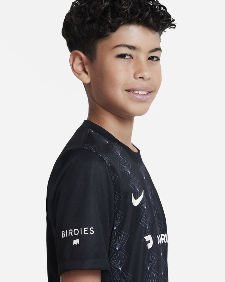 Nike Angel City FC 2022/23 Stadium Home Kids Dri-FIT Soccer Za Djevojčice Dres Crne Srebrne Narančaste | HR-28165COXK