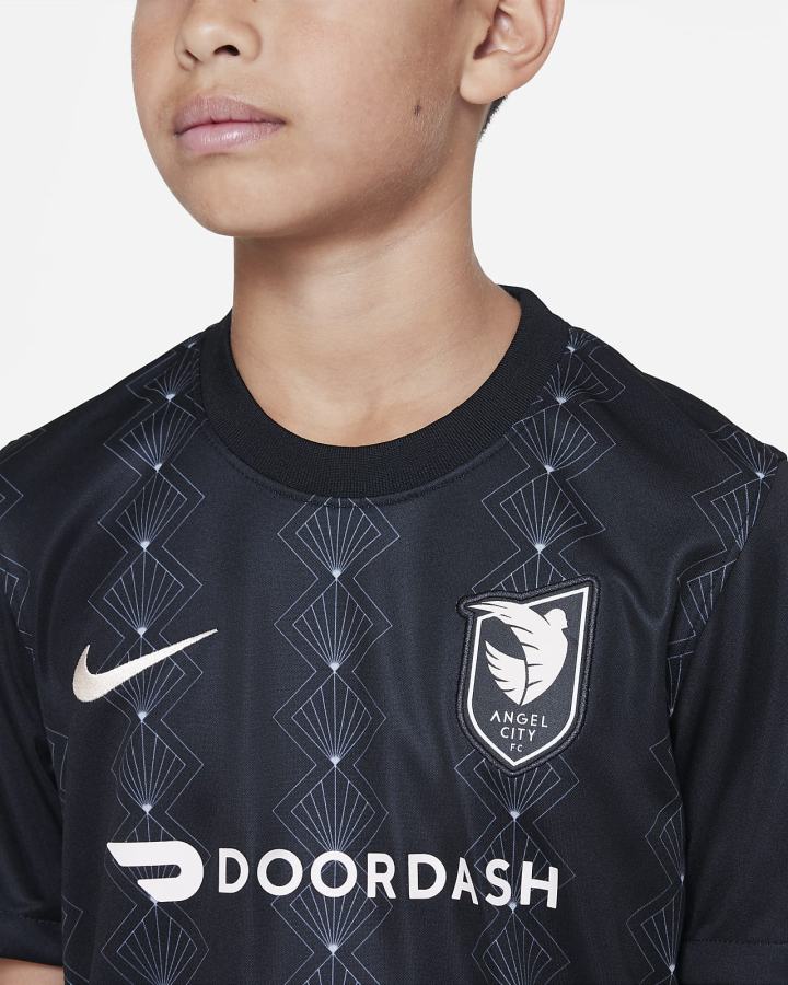 Nike Angel City FC 2022/23 Stadium Home Kids Dri-FIT Soccer Za Djevojčice Dres Crne Srebrne Narančaste | HR-28165COXK