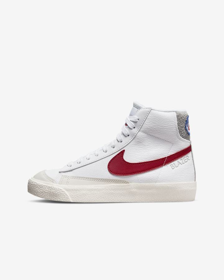 Nike Blazer Mid \'77 Kids Za Djevojčice Tenisiće Bijele Svijetlo Sive Crvene | HR-50782FYBX