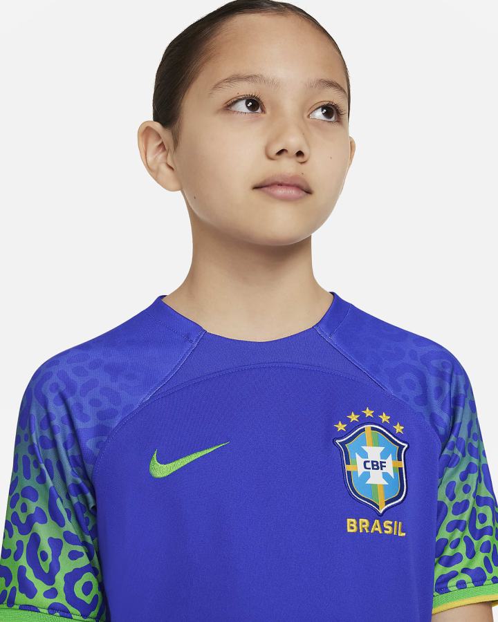 Nike Brazil 2022/23 Stadium Away Kids Dri-FIT Soccer Za Djevojčice Dres Plave Zelene | HR-40682HANB