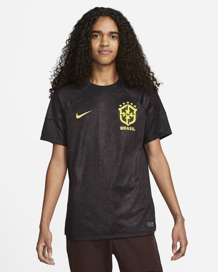 Nike Brazil 2022/23 Stadium Goalkeeper Dri-FIT Short-Sleeve Soccer Muške Dres Crne Bordo Sive Žute | HR-38965UPIJ