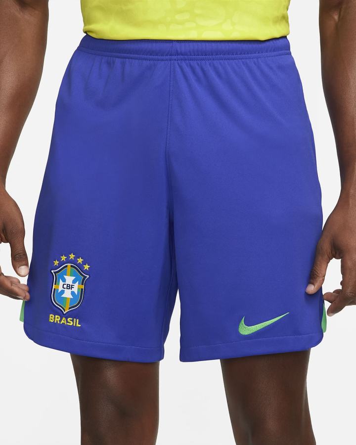 Nike Brazil 2022/23 Stadium Home Dri-FIT Soccer Muške Kratke Hlače Plave Zelene | HR-15289VDTE