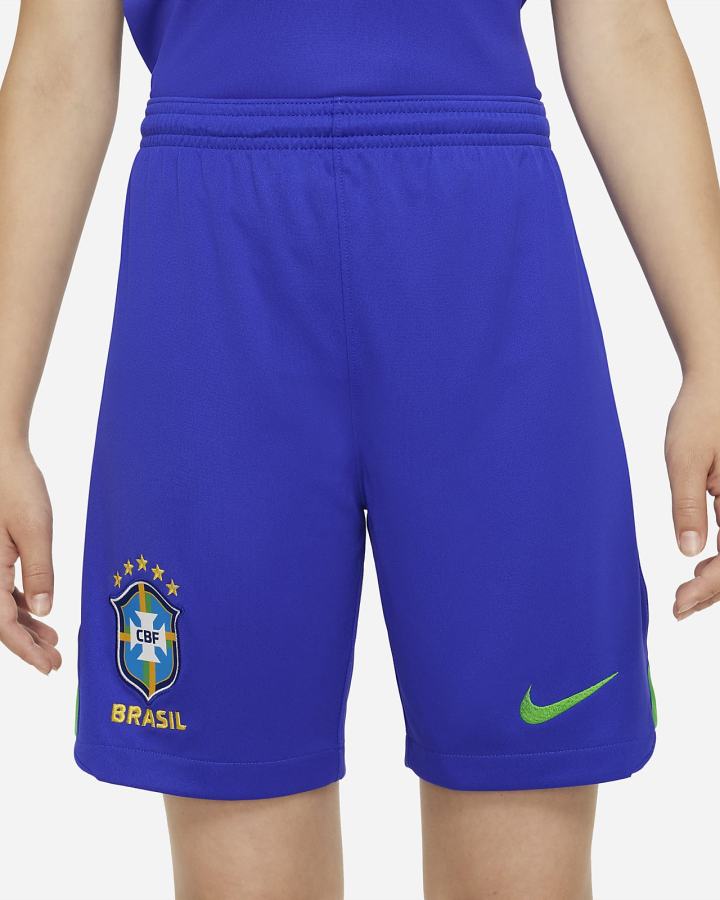 Nike Brazil 2022/23 Stadium Home Kids Dri-FIT Soccer Za Dječake Kratke Hlače Plave Zelene | HR-39126PMXR