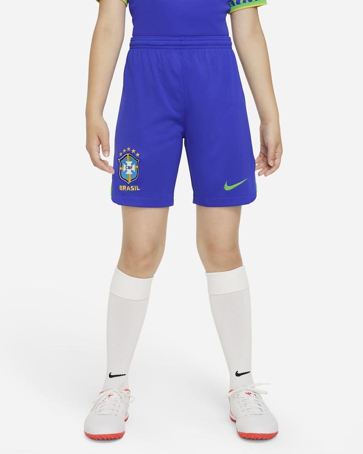 Nike Brazil 2022/23 Stadium Home Kids Dri-FIT Soccer Za Djevojčice Kratke Hlače Plave Zelene | HR-45873AFEG