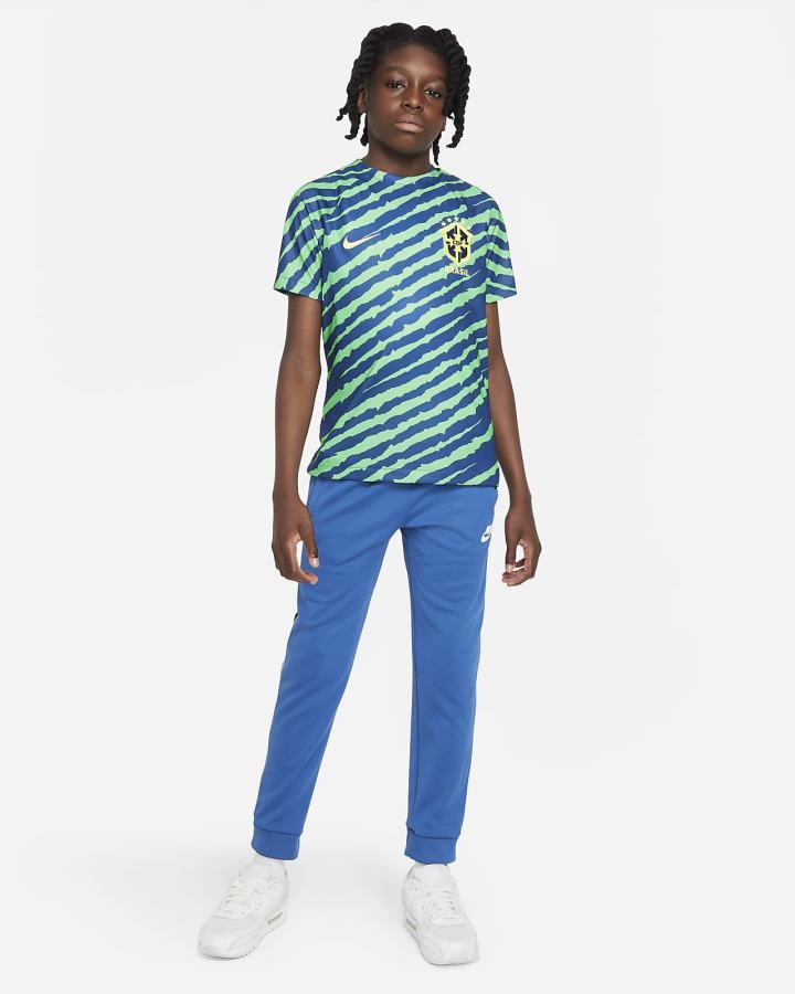 Nike Brazil Kids Dri-FIT Pre-Match Soccer Top Za Djevojčice Majice Plave Žute | HR-07438QCFT