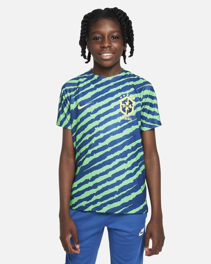 Nike Brazil Kids Dri-FIT Pre-Match Soccer Top Za Djevojčice Majice Plave Žute | HR-07438QCFT