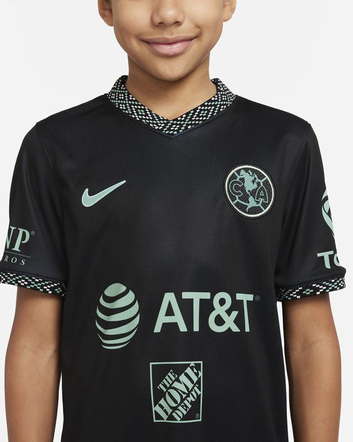 Nike Club América 2021/22 Stadium Third Kids Dri-FIT Soccer Za Djevojčice Dres Crne | HR-72419RWFJ