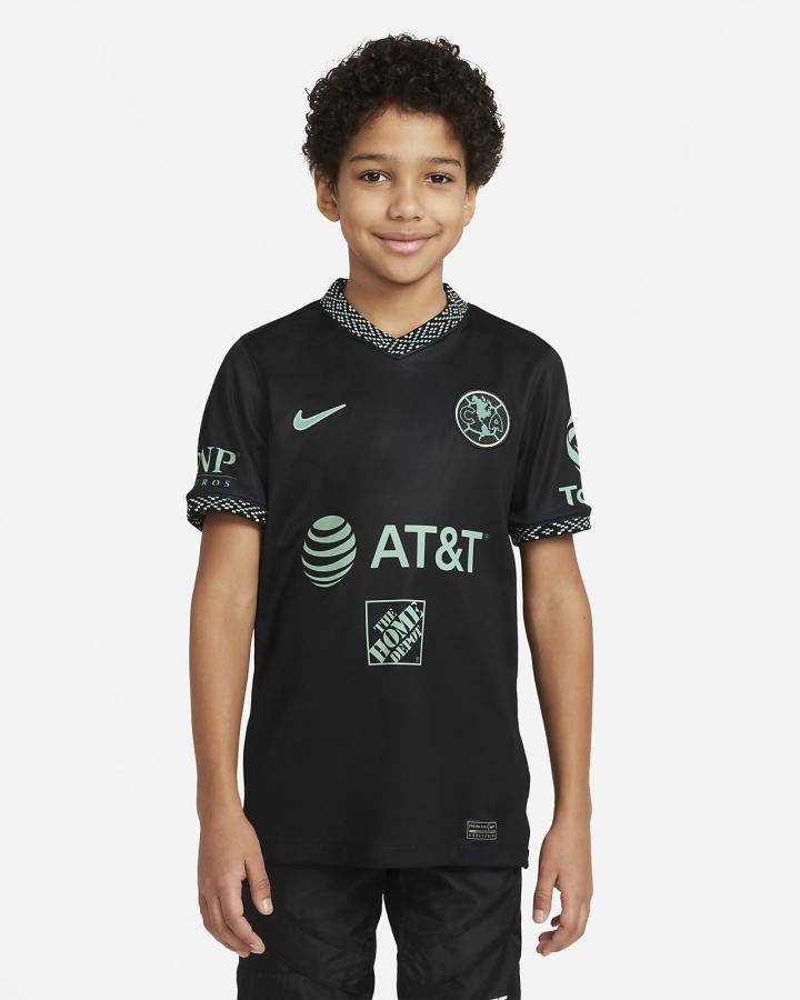 Nike Club América 2021/22 Stadium Third Kids Dri-FIT Soccer Za Djevojčice Dres Crne | HR-72419RWFJ