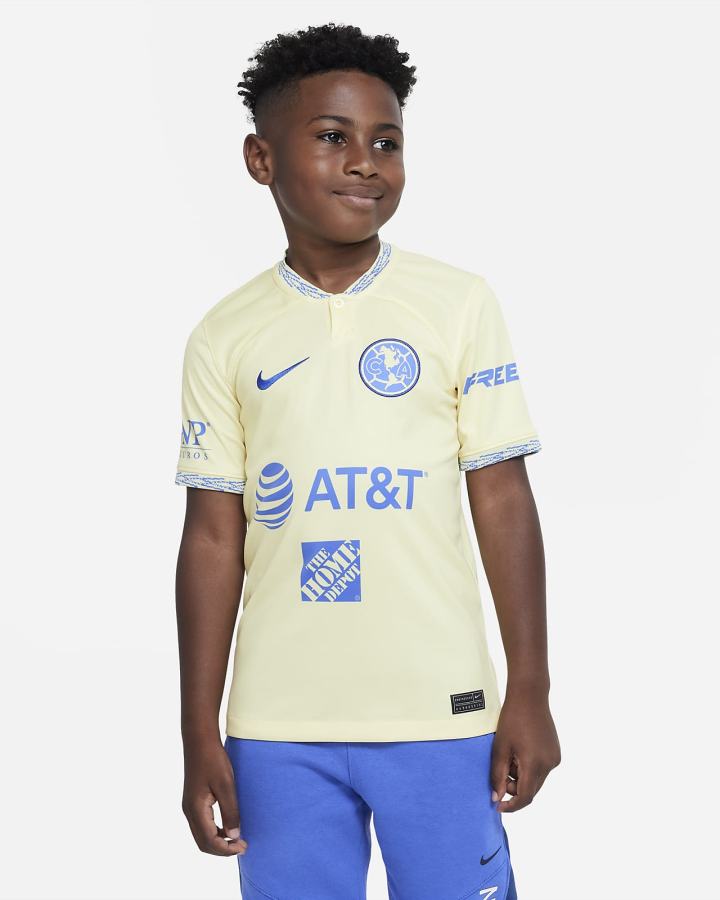 Nike Club América 2022/23 Stadium Home Kids Dri-FIT Soccer Za Djevojčice Dres Limun Plave | HR-48021QZKP