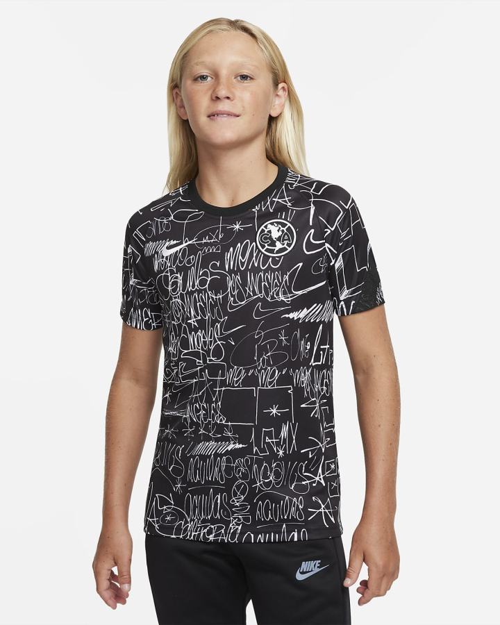 Nike Club América Kids Dri-FIT Pre-Match Soccer Top Za Djevojčice Majice Bijele Crne Bijele | HR-67958GSMR