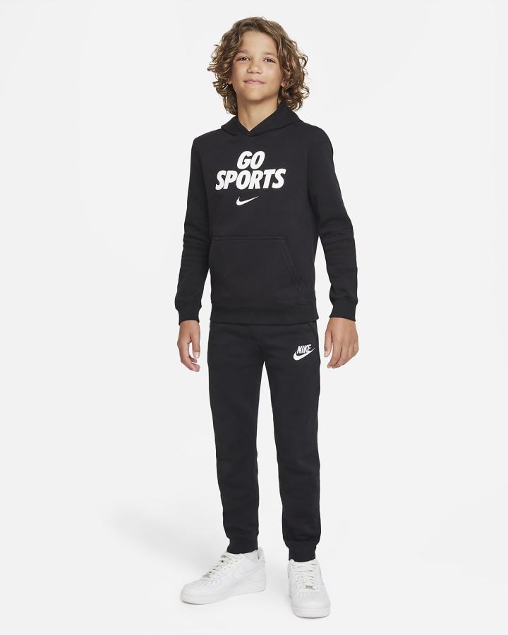 Nike Club Fleece Kids Za Djevojčice Majica S Kapuljačom Crne | HR-01278HWRG