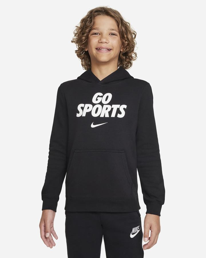 Nike Club Fleece Kids Za Djevojčice Majica S Kapuljačom Crne | HR-01278HWRG