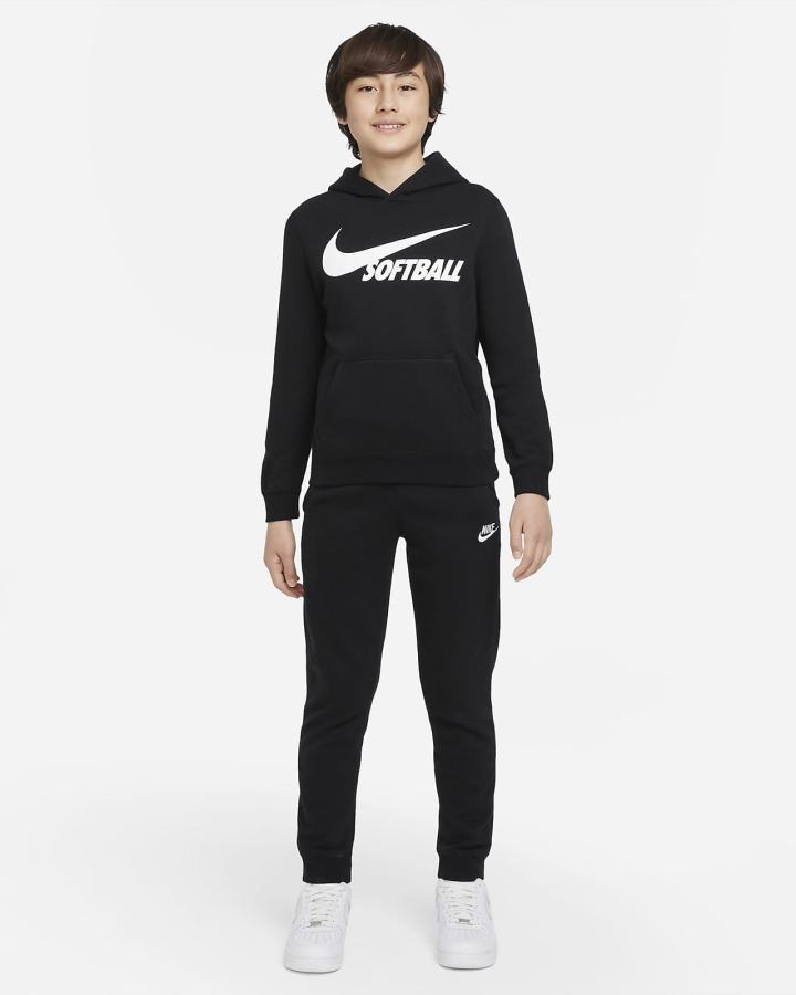 Nike Club Fleece Kids Za Djevojčice Majica S Kapuljačom Crne | HR-32078QVZX