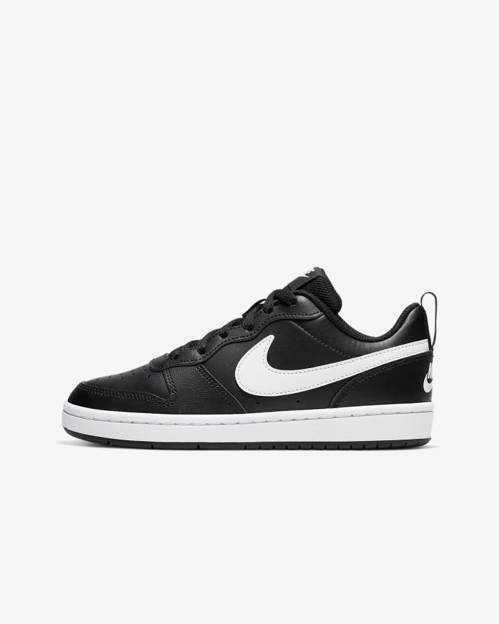 Nike Court Borough Low 2 Kids Za Djevojčice Tenisiće Crne Bijele | HR-87549VUMJ