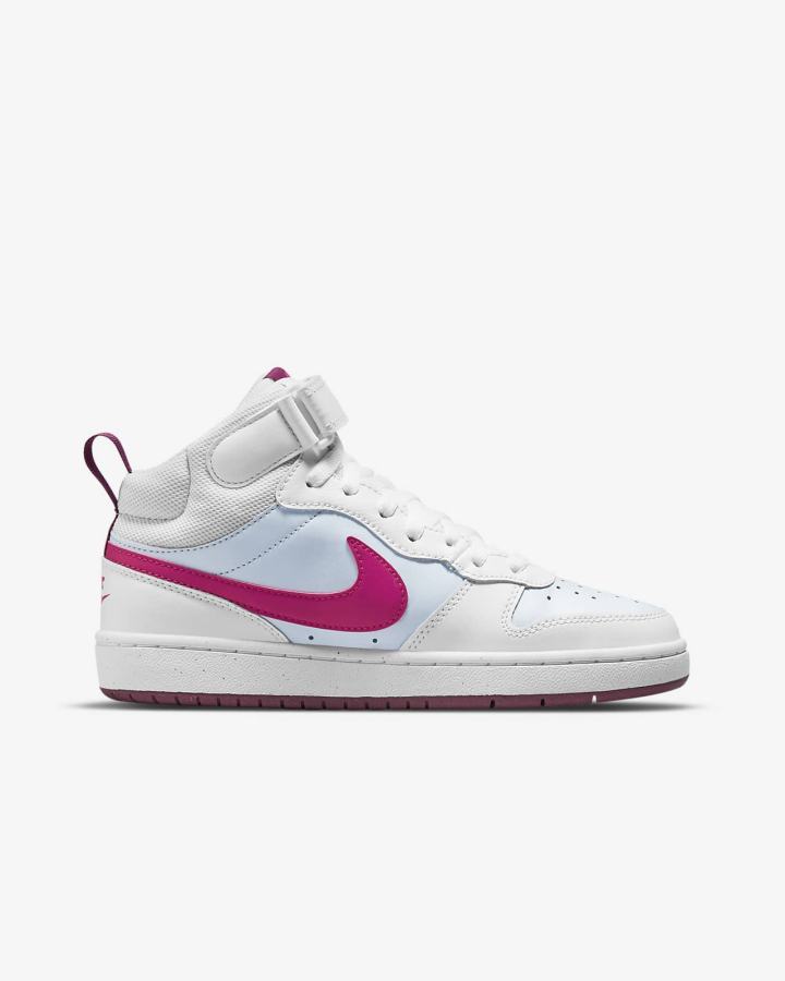 Nike Court Borough Mid 2 Kids Za Djevojčice Tenisiće Platine Bijele Roze | HR-80326VGAQ