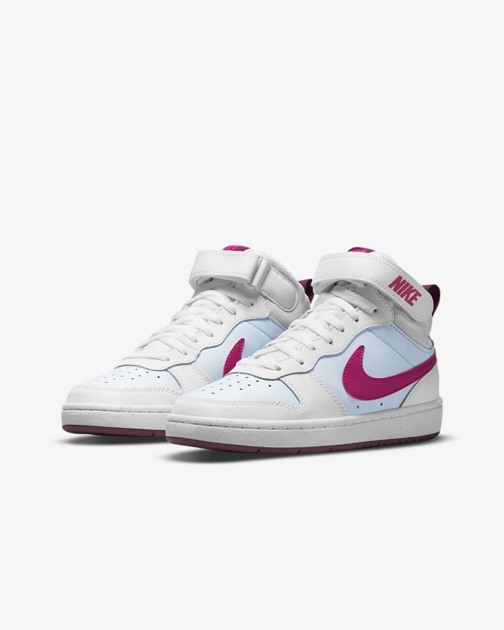 Nike Court Borough Mid 2 Kids Za Djevojčice Tenisiće Platine Bijele Roze | HR-80326VGAQ