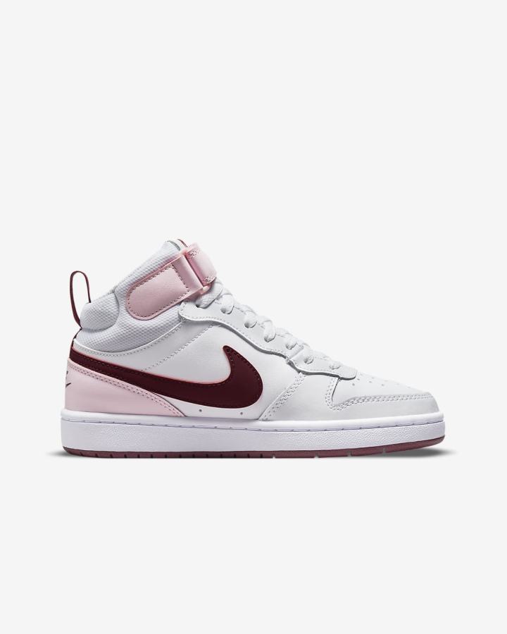 Nike Court Borough Mid 2 Kids Za Djevojčice Tenisiće Bijele Roze Tamno | HR-81950LSEH