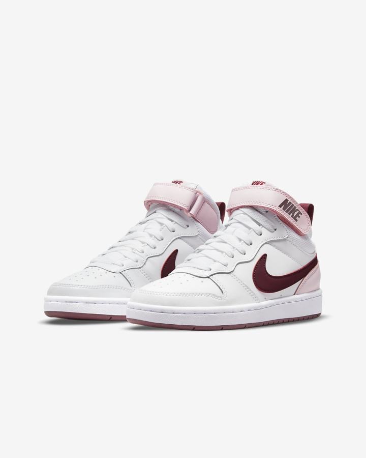 Nike Court Borough Mid 2 Kids Za Djevojčice Tenisiće Bijele Roze Tamno | HR-81950LSEH