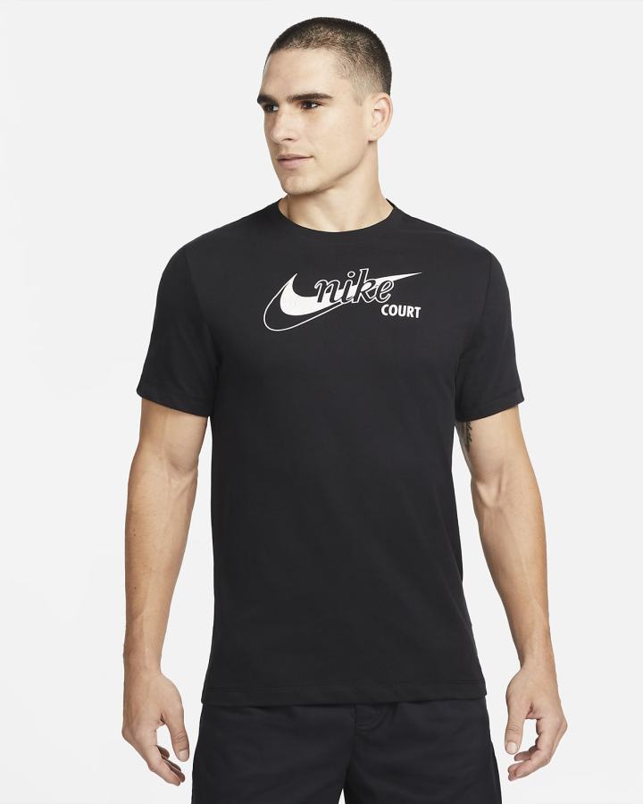 Nike Court Dri-FIT Swoosh Tennis Muške Majice Crne | HR-20453FVIR