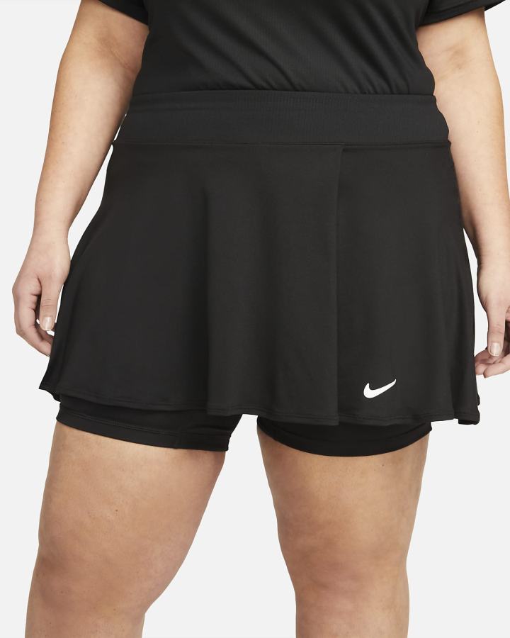 Nike Court Dri-FIT Victory Flouncy Tennis (Plus Size) Ženske Suknje Crne Bijele | HR-35708GJYV