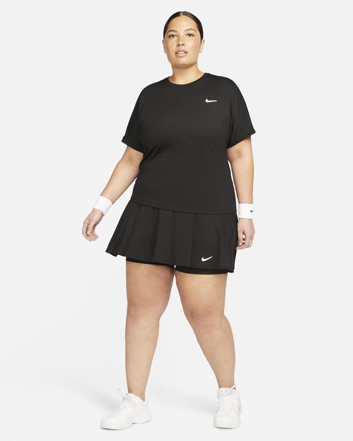 Nike Court Dri-FIT Victory Flouncy Tennis (Plus Size) Ženske Suknje Crne Bijele | HR-35708GJYV