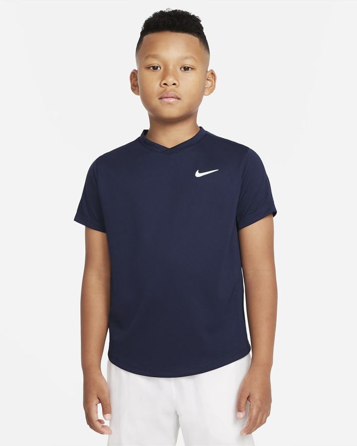 Nike Court Dri-FIT Victory Kids Short-Sleeve Tennis Top Za Dječake Majice Obsidijanske Bijele | HR-05639CKRG