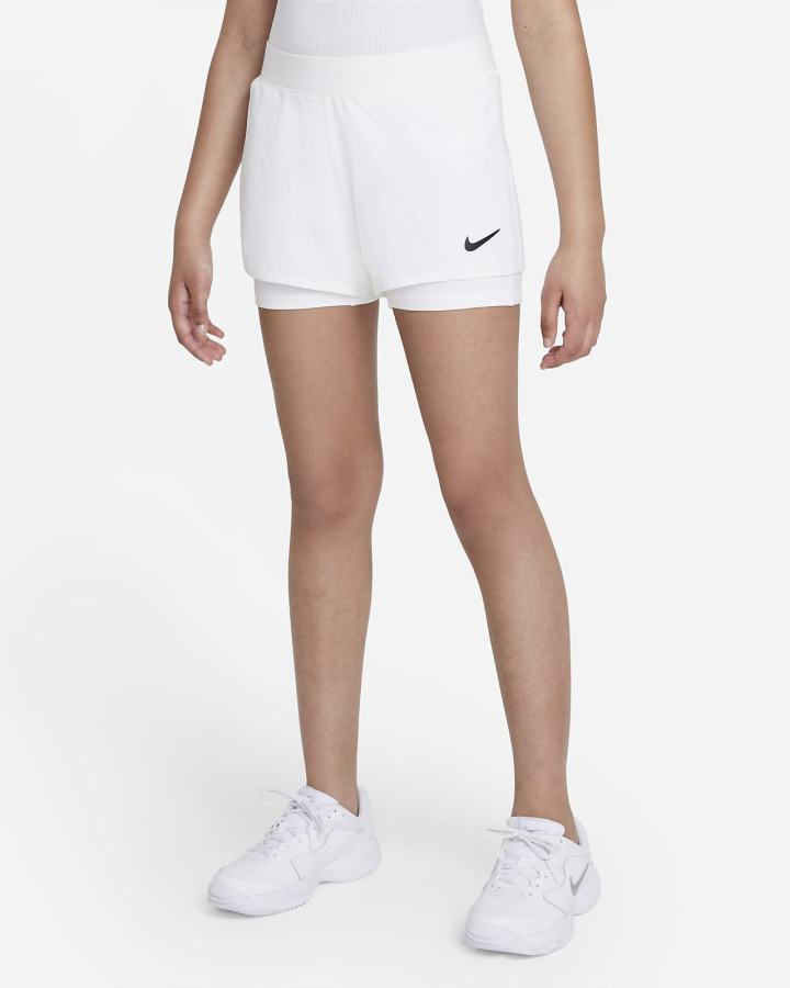 Nike Court Dri-FIT Victory Kids Tennis Za Djevojčice Kratke Hlače Bijele Crne | HR-12348RDPB