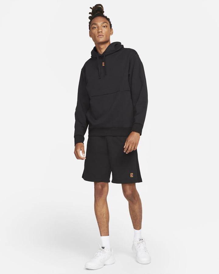 Nike Court Fleece Tennis Muške Majica S Kapuljačom Crne | HR-07954QOWH