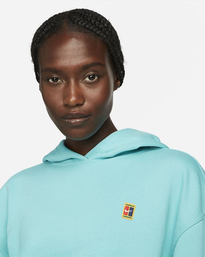 Nike Court Fleece Tennis Ženske Majica S Kapuljačom Tirkizne | HR-72430TBGJ