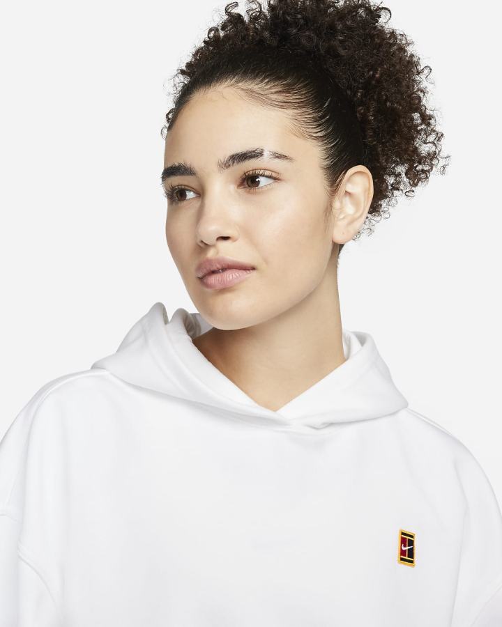 Nike Court Fleece Tennis Ženske Majica S Kapuljačom Bijele | HR-73610FIMR