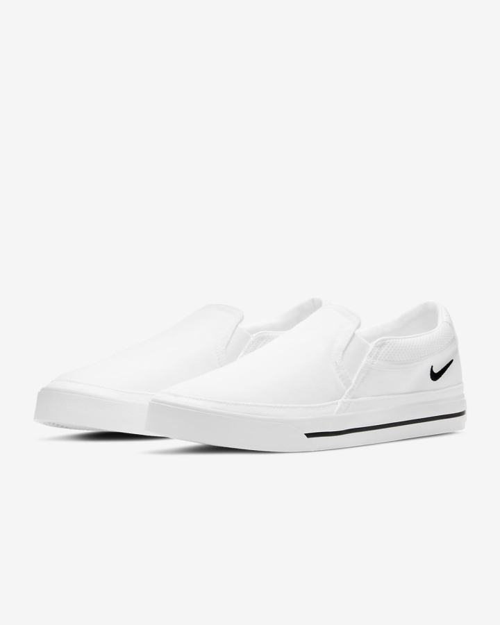 Nike Court Legacy Ženske Slip On Cipele Bijele Crne | HR-01658FDAN