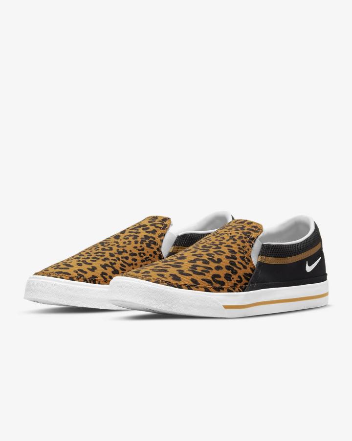 Nike Court Legacy Ženske Slip On Cipele Crne Smeđe Bijele | HR-74582FUDS