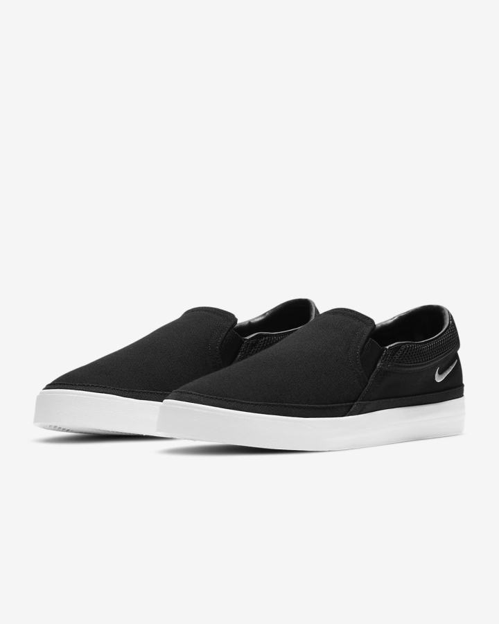 Nike Court Legacy Ženske Slip On Cipele Crne Platine Bijele | HR-93785CXOT