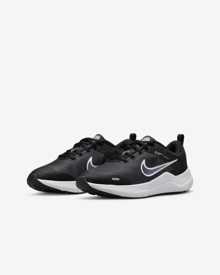 Nike Downshifter 12 Kids Road Za Djevojčice Tenisiće Crne Tamno Sive Bijele | HR-09682EBKL