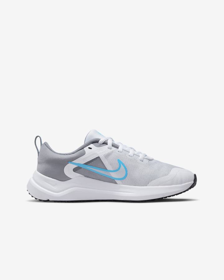 Nike Downshifter 12 Kids Road Za Djevojčice Tenisiće Bijele Sive Crne Plave | HR-49602IDBY