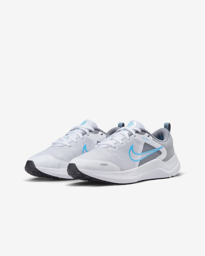 Nike Downshifter 12 Kids Road Za Djevojčice Tenisiće Bijele Sive Crne Plave | HR-49602IDBY