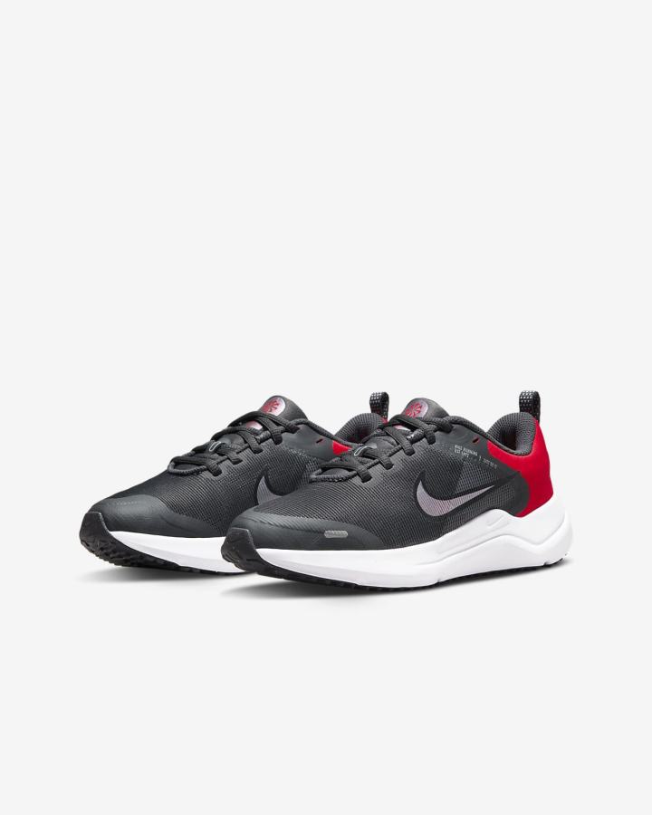 Nike Downshifter 12 Kids Road Za Djevojčice Tenisiće Tamno Sive Svijetlo Sive Crvene | HR-67351KXHC