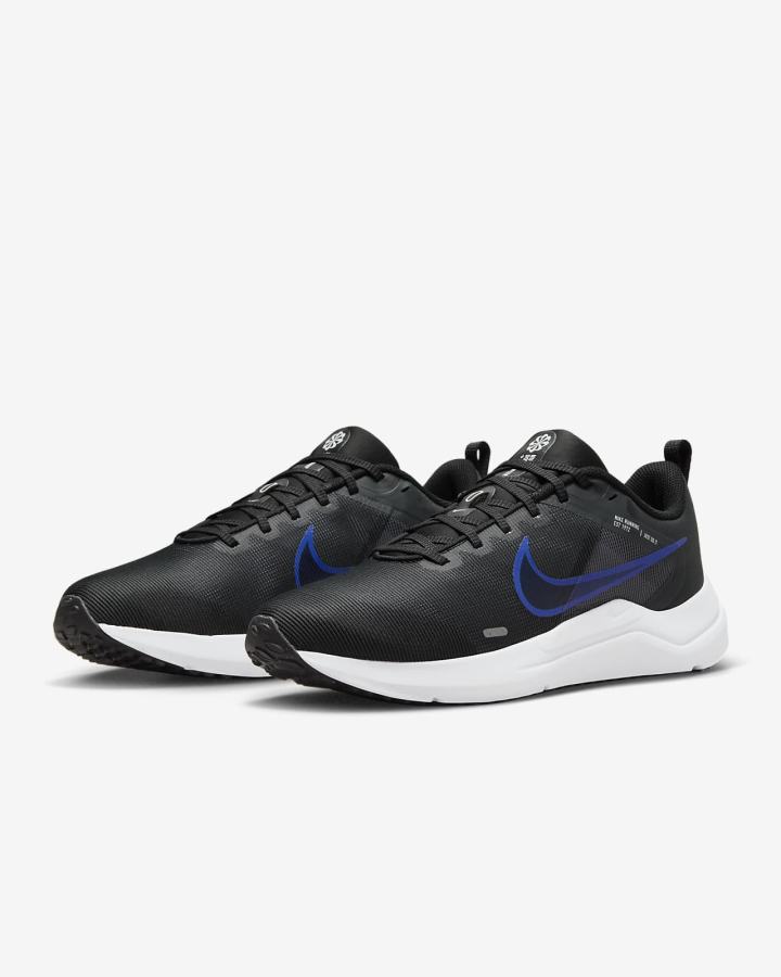 Nike Downshifter 12 Road Muške Tenisiće Tamno Sive Crne Bijele Plave | HR-30142BLFC