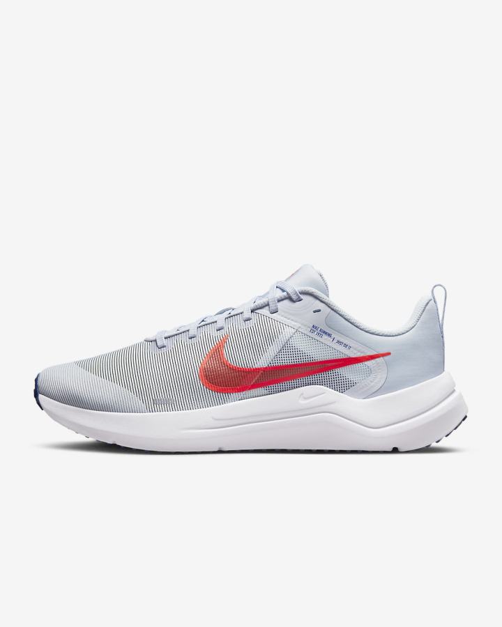 Nike Downshifter 12 Road Muške Tenisiće Sive Bijele Svijetlo Crvene | HR-67540LKWV