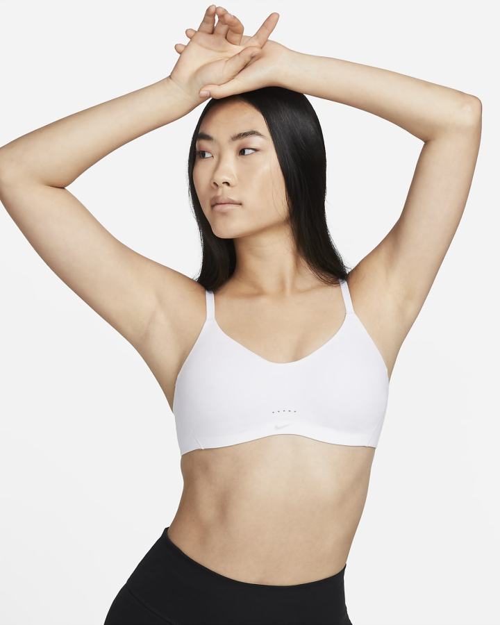 Nike Dri-FIT Alate Minimalist Light-Support Podstavljena Ženske Sportski Grudnjak Bijele Sive Ljubičaste Platine | HR-16074MFSW