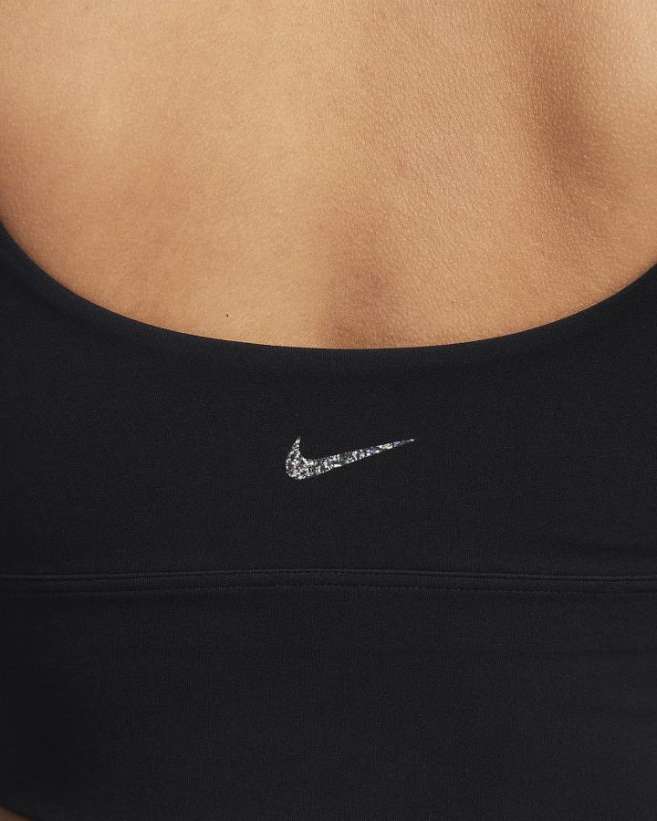 Nike Dri-FIT Alate Solo Light-Support Non-Podstavljena Longline Ženske Sportski Grudnjak Crne Sive | HR-29187WQPY