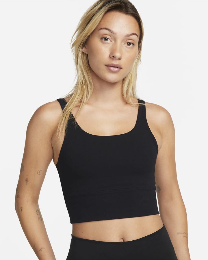 Nike Dri-FIT Alate Solo Light-Support Non-Podstavljena Longline Ženske Sportski Grudnjak Crne Sive | HR-29187WQPY