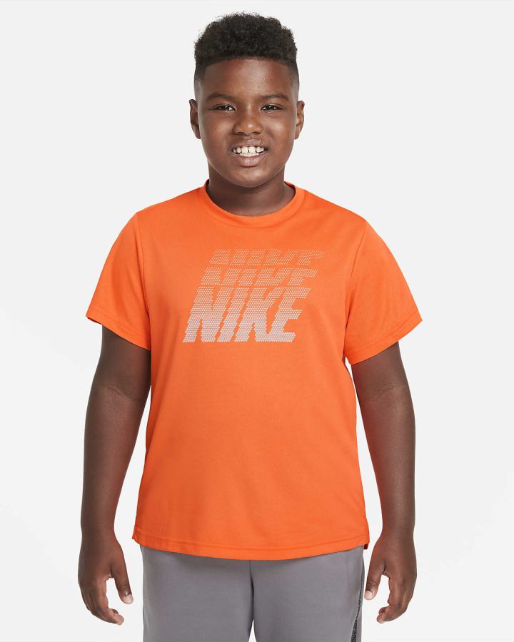 Nike Dri-FIT Breathe Kids Graficke Short-Sleeve Top (Extended Size) Za Dječake Majice Narančaste Crvene | HR-19452CIFG