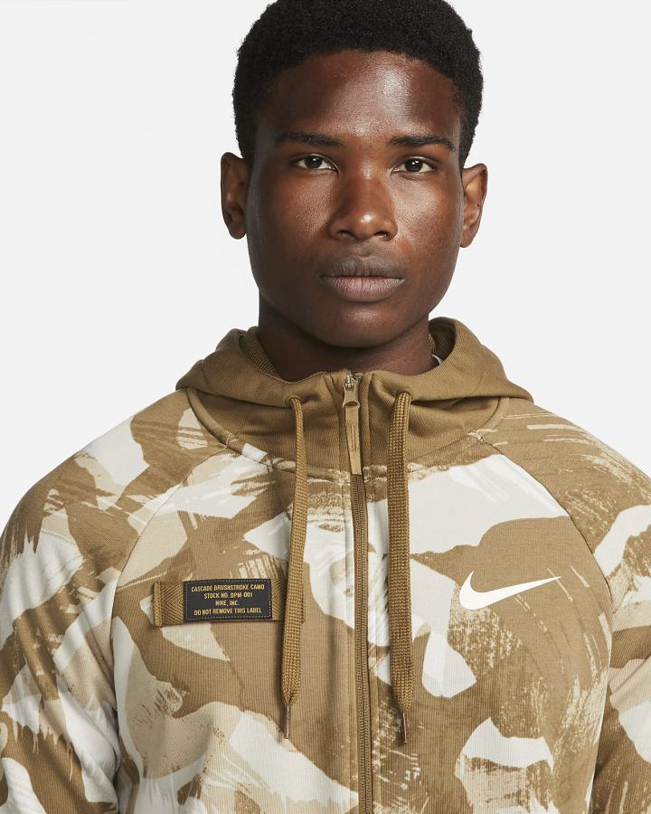 Nike Dri-FIT Fleece Full-Zip Camo Fitness Muške Majica S Kapuljačom Crne | HR-35891DKUO