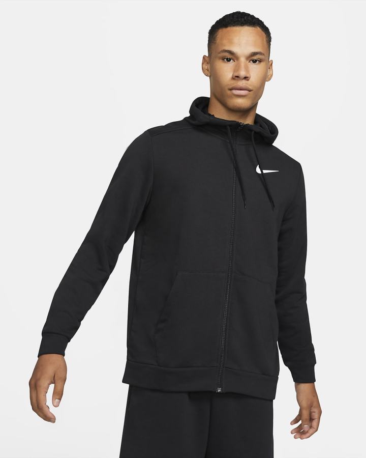 Nike Dri-FIT Full-Zip Training Muške Majica S Kapuljačom Crne Bijele | HR-14507CJHQ