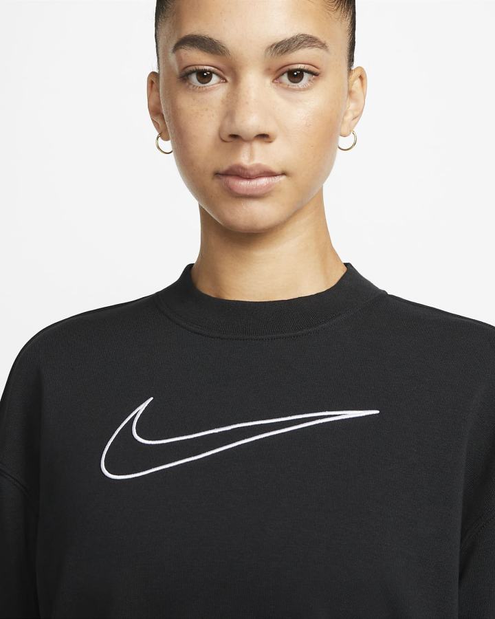 Nike Dri-FIT Get Fit Graficke Crewneck Ženske Dukserice Crne Bijele | HR-37146YXWD