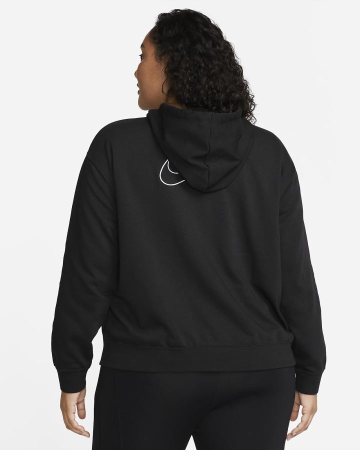 Nike Dri-FIT Get Fit Graficke Full-Zip Training (Plus Size) Ženske Majica S Kapuljačom Crne Bijele | HR-26130IVEY