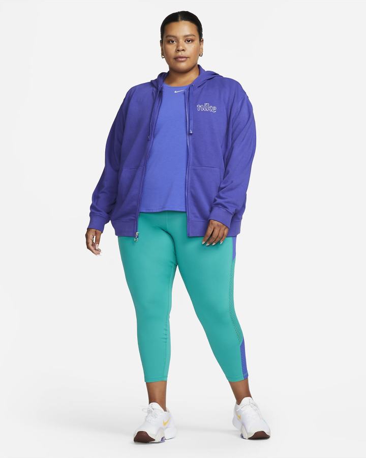 Nike Dri-FIT Get Fit Graficke Full-Zip Training (Plus Size) Ženske Majica S Kapuljačom Bijele | HR-79826HZAN